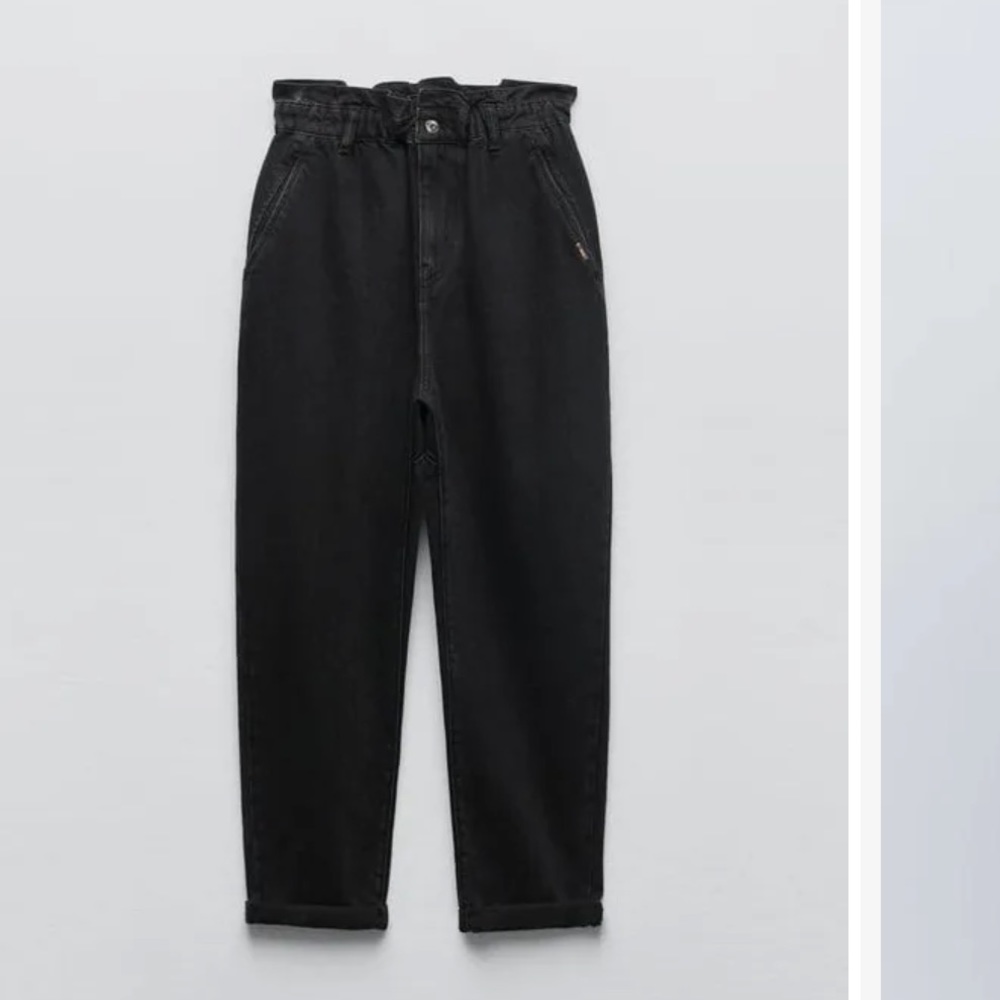 Black Zara paper bag jeans
